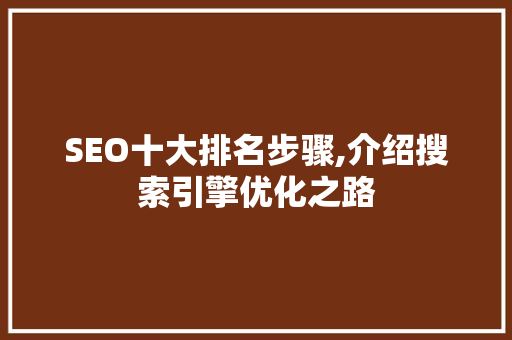 SEO十大排名步骤,介绍搜索引擎优化之路 前端技术