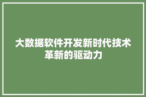 大数据软件开发新时代技术革新的驱动力