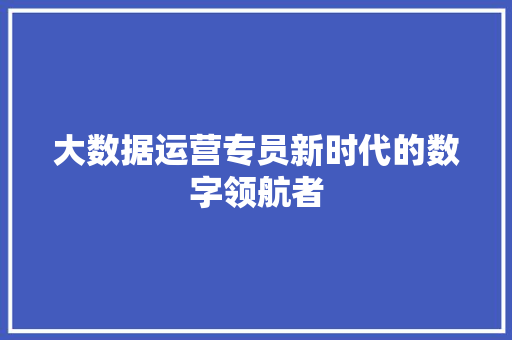 大数据运营专员新时代的数字领航者