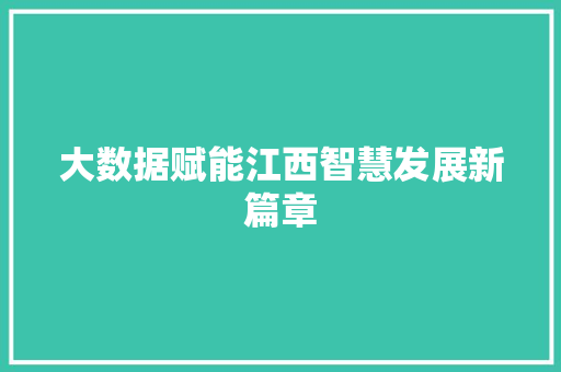 大数据赋能江西智慧发展新篇章