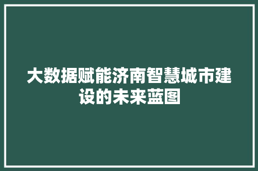 大数据赋能济南智慧城市建设的未来蓝图