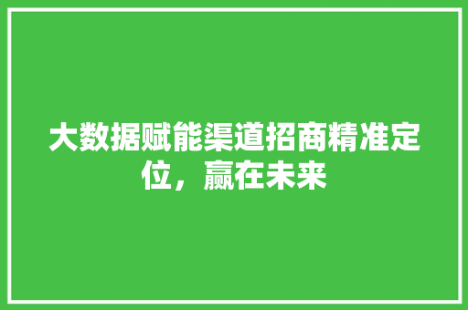 大数据赋能渠道招商精准定位，赢在未来