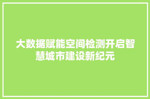大数据赋能空间检测开启智慧城市建设新纪元