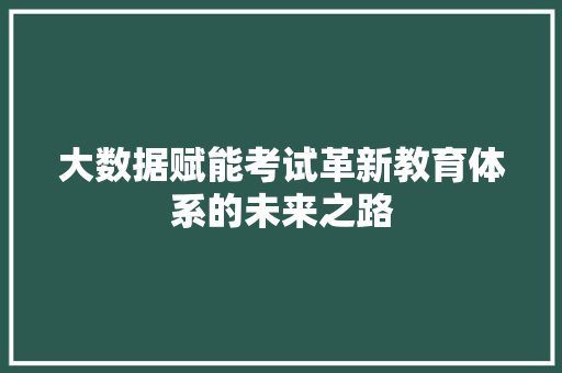 大数据赋能考试革新教育体系的未来之路