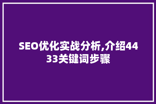 SEO优化实战分析,介绍4433关键词步骤 商务信函