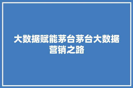 大数据赋能茅台茅台大数据营销之路