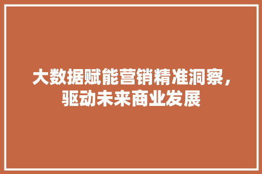 大数据赋能营销精准洞察，驱动未来商业发展