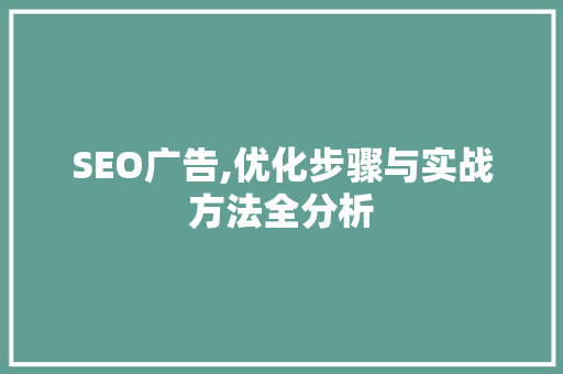 SEO广告,优化步骤与实战方法全分析