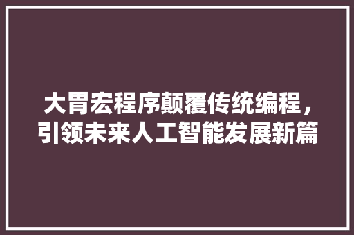 大胃宏程序颠覆传统编程，引领未来人工智能发展新篇章