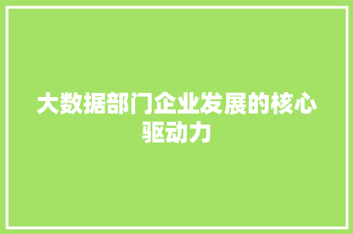 大数据部门企业发展的核心驱动力