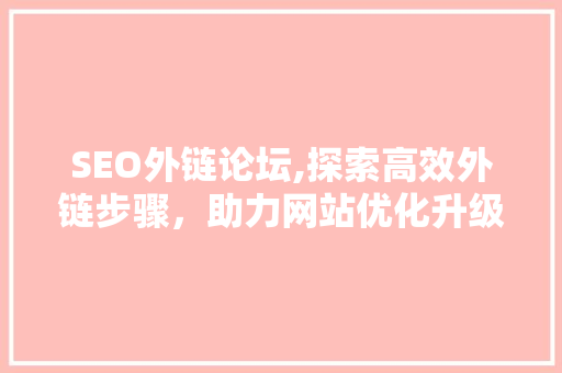 SEO外链论坛,探索高效外链步骤，助力网站优化升级 MySQL