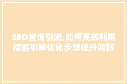 SEO查询引流,如何高效利用搜索引擎优化步骤提升网站流量 项目报告