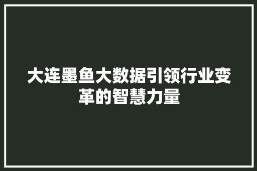 大连墨鱼大数据引领行业变革的智慧力量