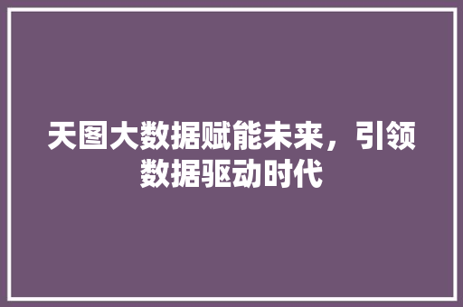 天图大数据赋能未来，引领数据驱动时代