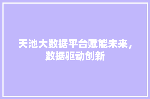 天池大数据平台赋能未来，数据驱动创新