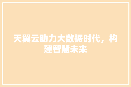 天翼云助力大数据时代，构建智慧未来