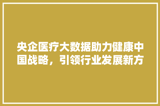 央企医疗大数据助力健康中国战略，引领行业发展新方向