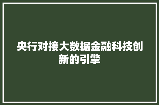 央行对接大数据金融科技创新的引擎