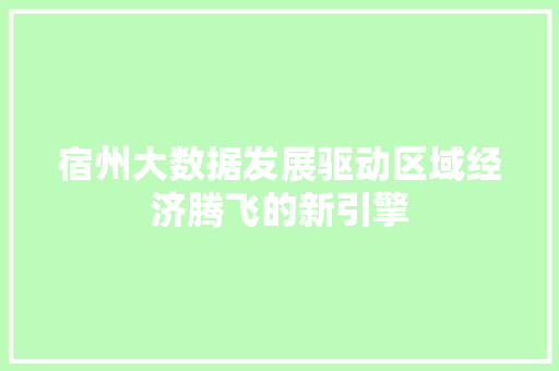 宿州大数据发展驱动区域经济腾飞的新引擎