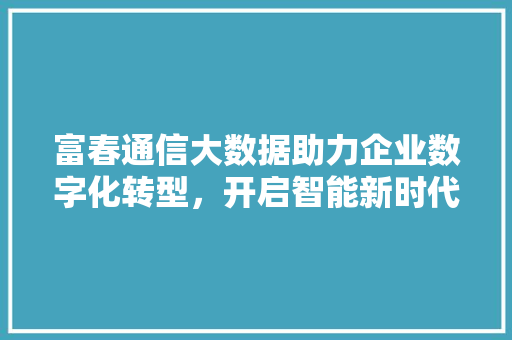 富春通信大数据助力企业数字化转型，开启智能新时代