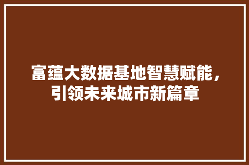 富蕴大数据基地智慧赋能，引领未来城市新篇章