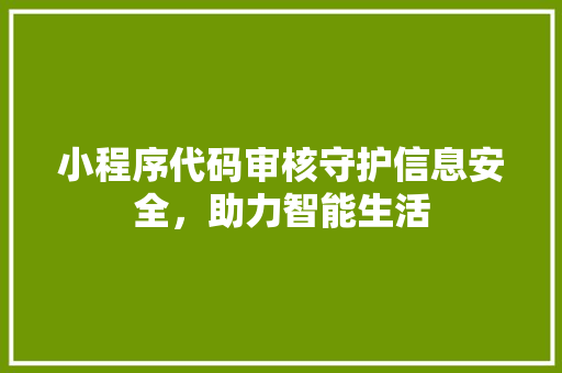 小程序代码审核守护信息安全，助力智能生活