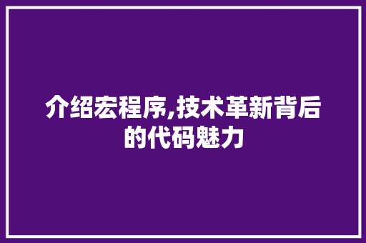 介绍宏程序,技术革新背后的代码魅力 响应式设计