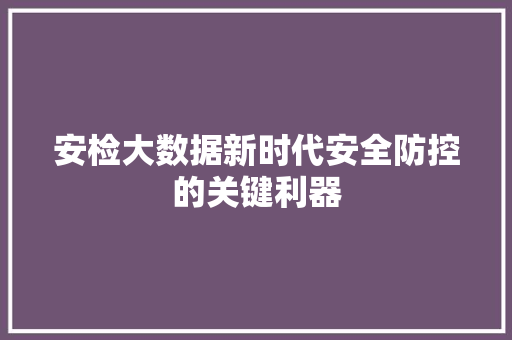 安检大数据新时代安全防控的关键利器