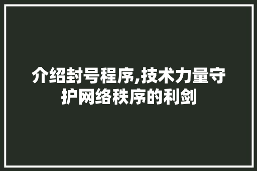 介绍封号程序,技术力量守护网络秩序的利剑 项目报告