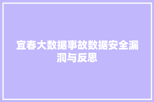 宜春大数据事故数据安全漏洞与反思