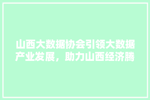 山西大数据协会引领大数据产业发展，助力山西经济腾飞