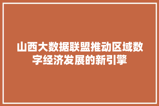 山西大数据联盟推动区域数字经济发展的新引擎