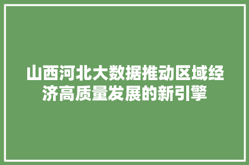山西河北大数据推动区域经济高质量发展的新引擎