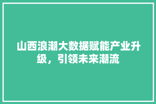 山西浪潮大数据赋能产业升级，引领未来潮流