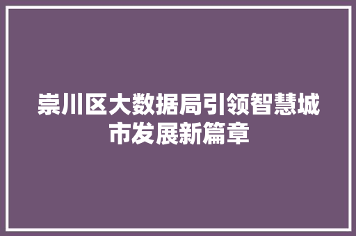 崇川区大数据局引领智慧城市发展新篇章