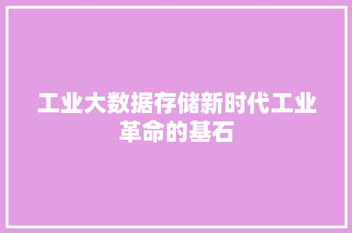 工业大数据存储新时代工业革命的基石