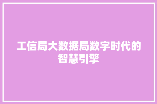 工信局大数据局数字时代的智慧引擎