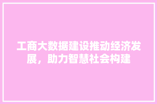 工商大数据建设推动经济发展，助力智慧社会构建