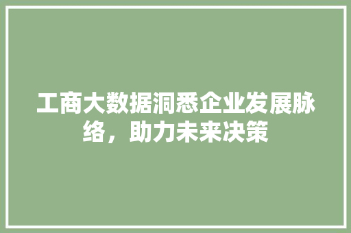 工商大数据洞悉企业发展脉络，助力未来决策