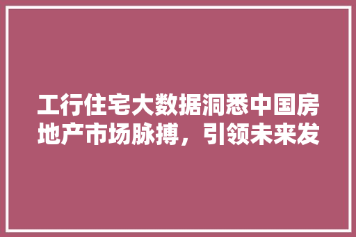 工行住宅大数据洞悉中国房地产市场脉搏，引领未来发展趋势