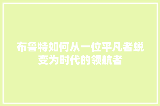 布鲁特如何从一位平凡者蜕变为时代的领航者