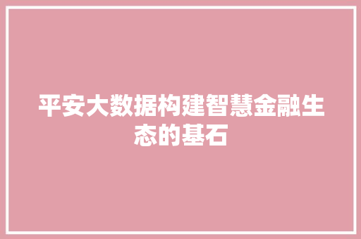 平安大数据构建智慧金融生态的基石