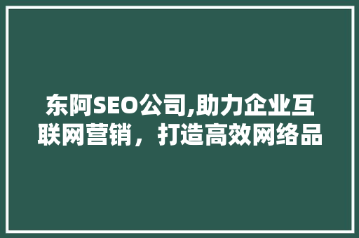 东阿SEO公司,助力企业互联网营销，打造高效网络品牌形象 项目报告