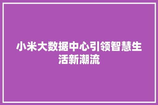 小米大数据中心引领智慧生活新潮流