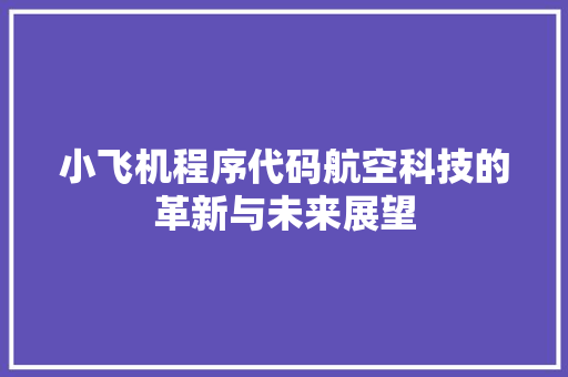 小飞机程序代码航空科技的革新与未来展望