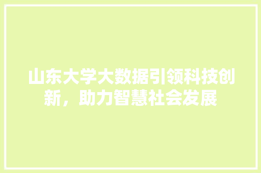 山东大学大数据引领科技创新，助力智慧社会发展