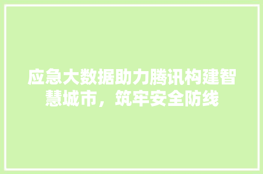 应急大数据助力腾讯构建智慧城市，筑牢安全防线