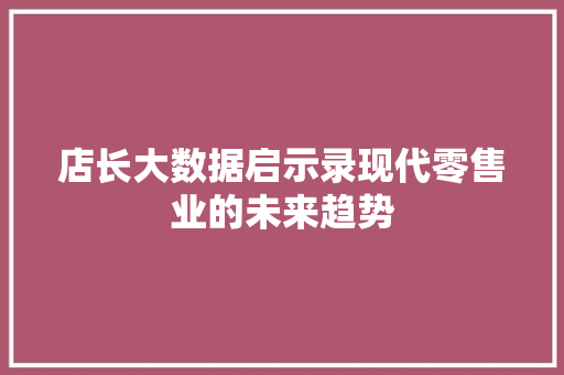 店长大数据启示录现代零售业的未来趋势