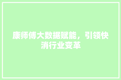 康师傅大数据赋能，引领快消行业变革