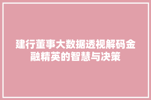 建行董事大数据透视解码金融精英的智慧与决策
